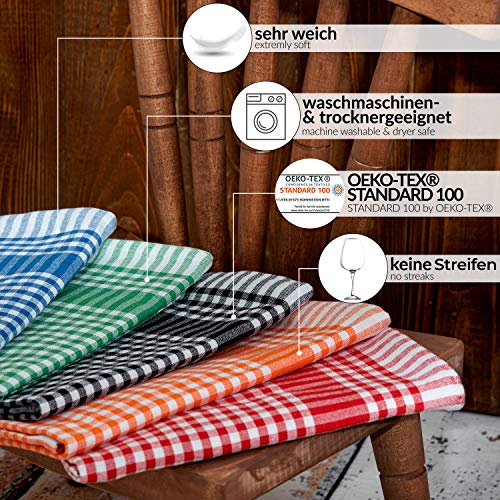 Geschirrtücher aus Baumwolle, schwarz kariert | 5er Set