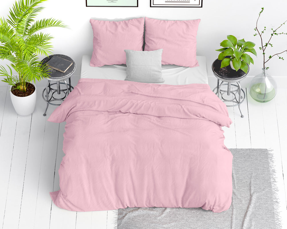 Bettwäsche aus Baumwolle | stonewashed rosa