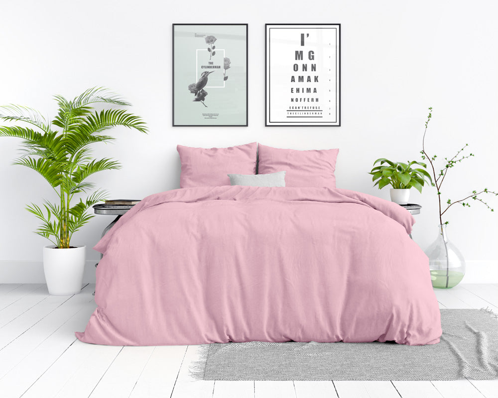 Bettwäsche aus Baumwolle | stonewashed rosa