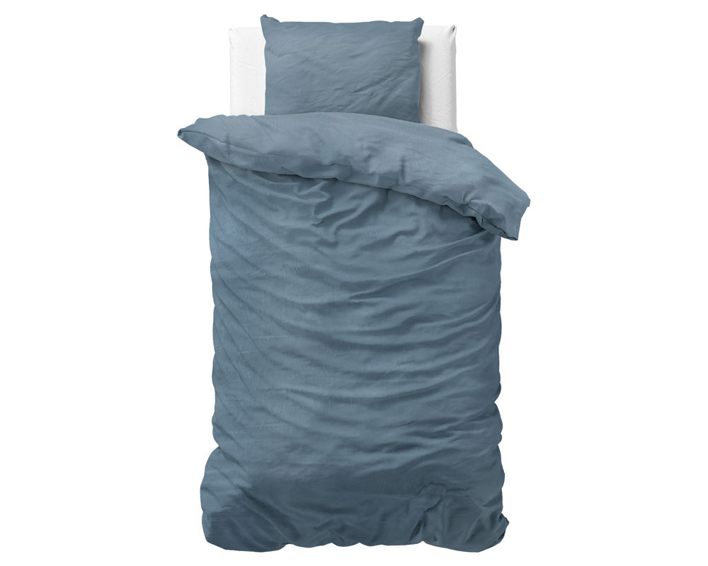 Bettwäsche aus Baumwolle | stonewashed blau