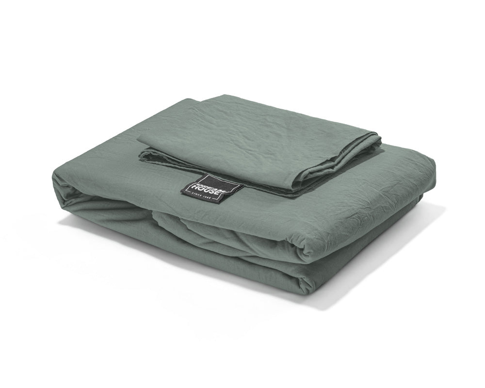 Bettwäsche aus Baumwolle | stonewashed grün