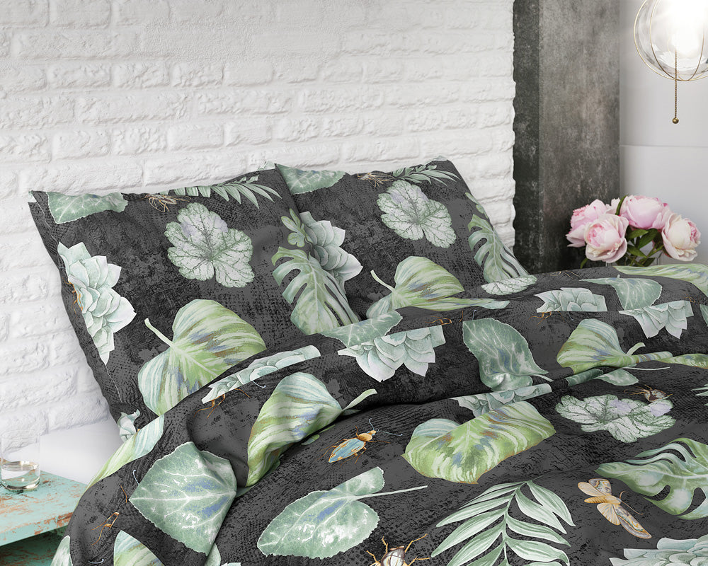 Bettwäsche DARK BOTANICAL, Baumwoll-Polyester-Mischung
