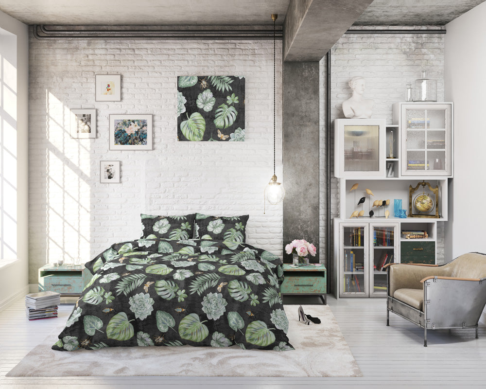 Bettwäsche DARK BOTANICAL, Baumwoll-Polyester-Mischung