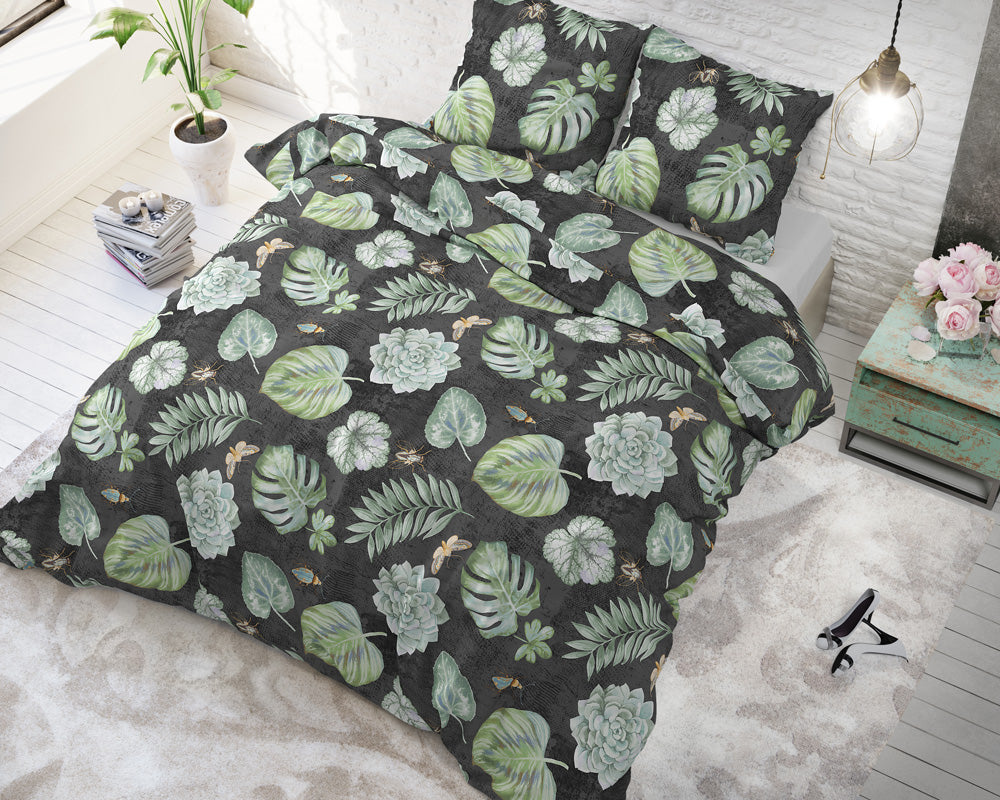Bettwäsche DARK BOTANICAL, Baumwoll-Polyester-Mischung