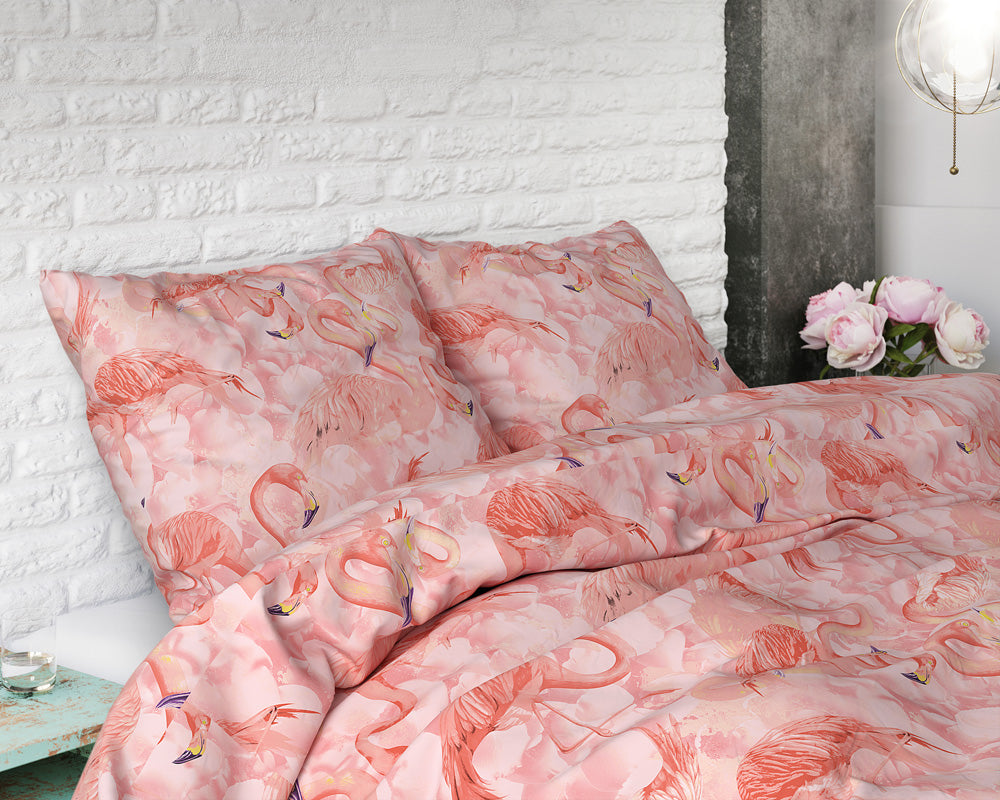 Bettwäsche FLAMINGO RUSH, Baumwoll-Polyester-Mischung