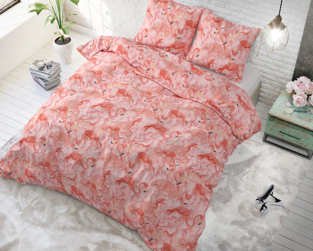 Bettwäsche FLAMINGO RUSH, Baumwoll-Polyester-Mischung