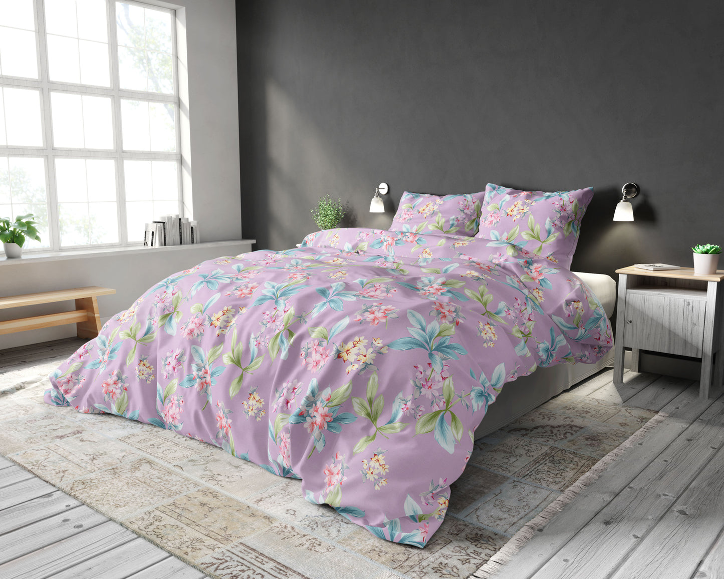 Bettwäsche FLOWER EXPRESS, Baumwoll-Polyester-Mischung