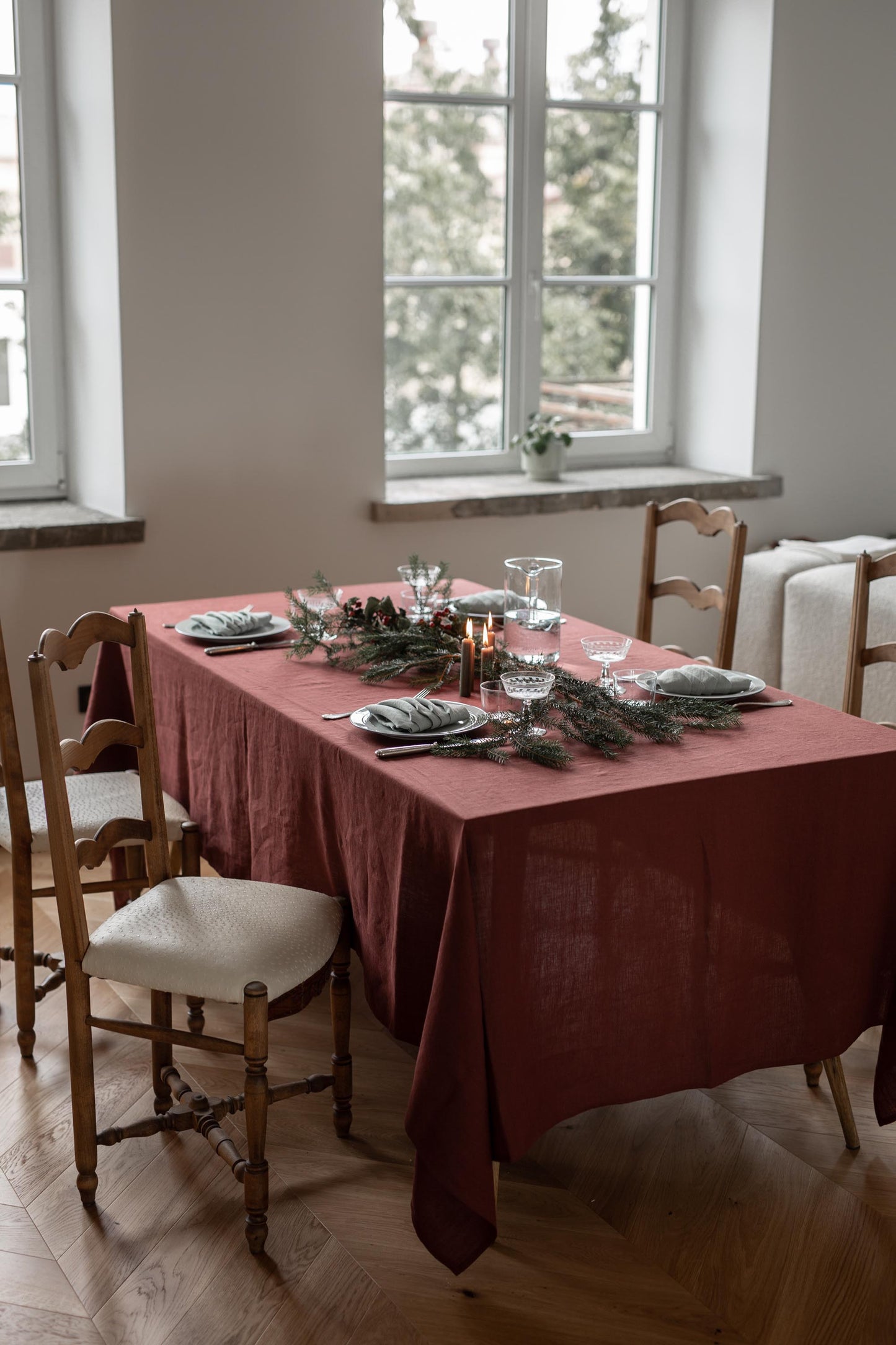 Tischdecke aus Leinen | terracotta