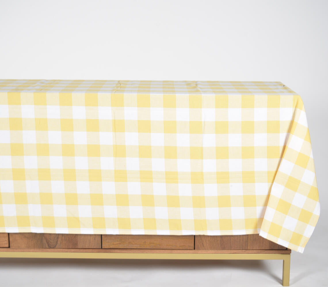 Tischdecke aus Baumwolle, gelb kariert | 180 x 150 cm