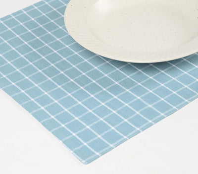 Tischset aus Baumwolle, blau kariert | 4er-Set