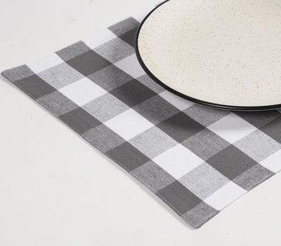 Tischset aus Baumwolle, schwarz kariert | 4er-Set